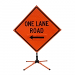 Roll Up Sign & Stand - 48 Inch Reflective Left Side One Lane Road Roll Up Traffic Sign